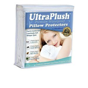 Ultra Plush Premium Waterproof Pillow Protector Set of 2 Zippered Size 20X26